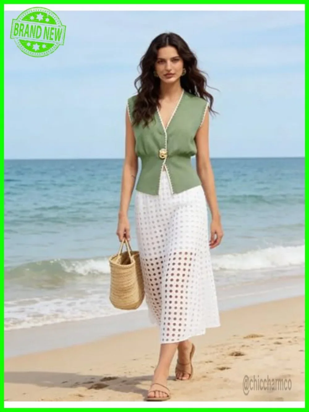 V Neck Knit Vest Casual Button Down Sleeveless Contrast Trim Sweater Top